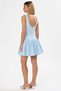 Women's Mini Dress Boat Neck Sleeveless Skater Cut Short Length Woven Gabardine Plain Unlined - 6