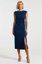 Women's Midi Dress, Crew Neck, Sleeveless, A-Line, Woven, Side Tie, Slit Detail, Unlined, Summer - 5