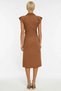 Women's Midi Dress Lapel Short Sleeve Woven Fabric Plain Pattern Accessory Detailed Buttoned Stylish - 5