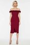 Women's Plus Size Dress Woven Carmen Collar Ruffle Detailed Off Shoulder Sleeves Plain Pattern Slit - 5