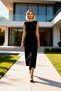 Women's Dress A-Line Bell Form Sleeveless Crew Neck Knitted Midi Lined Plain Pattern Stretchy Thick Sandy - 4