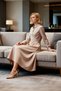 Women's Maxi Dress Lapel Long Sleeve Woven Fabric Plain Pattern Cross Belt Unlined Comfortable Fit - 3