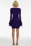 Women's Mini Dress Boat Neck Long Spanish Sleeve Lace Detailed Knitted Sandy Woven Pattern - 6