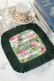 Tropical Flamingo Spring Fringed Presentation Napkin - Cheerful Summer Bohemian Green Pink Coaster Napkin