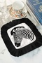Zebra Striped Stylish Fringed Presentation Napkin - Black and White Safari Ethnic Patterned Coffee Presentation Napkin - 6