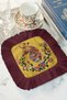 Asian Motif Tiger Fringed Presentation Napkin - Strong Bohemian Floral Yellow Red Coaster Napkin