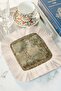 Avant-Garde Elegant Fringed Presentation Napkin-Artistic Nature Classic Vintage Green Beige Coaster Tissue - 7