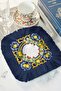 Lemon Motif Fringed Presentation Decoration Napkin - Mediterranean Themed Nordic Navy Blue Coffee Napkin - 2