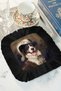 Noble Portrait Dog Fringed Serving Cocktail Napkin - Palace Themed Baroque Black Coaster Napkin
