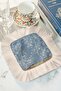 Chinese Garden Fringed Presentation Napkin - Natural Romantic Bohemian Blue Cream Patterned Coffee Presentation Napkin - 5