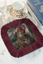 Bohemian Artistic Cat Tassel Placemat Napkin - Vintage Floral Rustic Burgundy Presentation Napkin - 4