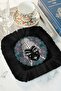 Buddha Mandala Fringed Decorative Fabric Napkin - Spiritual Bohemian Black Blue Coaster Tissue - 5
