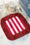 Red and White Striped Fringed Decorative Napkin - Vibrant Modern Red Fringed Coaster Tissue - 3