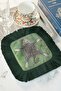 Leopard Figured Fringed Presentation Napkin - Wild Nature Bohemian Green Coaster Presentation Napkin - 3