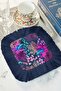 Mercan Aquarium Fringed Presentation Napkin - Vibrant Tropical Bohemian Navy Blue Tasseled Coaster Napkin - 7