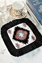 Ethnic Luxury Fringed Presentation Napkin - Geometric Bohemian Black and Red Design Coaster Napkin - 5