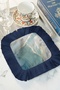 Marble Texture Gold Colored Fringed Presentation Napkin - Fluid Modern Blue Navy Blue Coaster Tissue