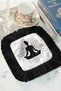 Yoga Energy Fringed Serving Cocktail Napkin - Meditation Themed Black Bohemian Coaster Napkin - 6