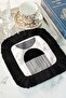 Geometric Modern Style Fringed Presentation Napkin - Minimalist Black and White Ethnic Coaster Tissue - 3