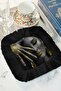 Luxurious Black Fringed Presentation Napkin - Artistic Modern Concept Black Gold Coaster Tissue - 8