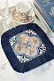 Palace Splendor Fringed Presentation Napkin - Mediterranean Breeze Bohemian Navy Blue Gold Coaster Napkin - 5