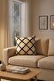 Modern Geometric Punch Embroidered Decorative Throw Pillow Cover 42X42 cm Cotton Panama Linen - 5