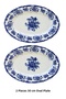 Antique Deep Blue 2Li 30 cm Premium Porcelain Large Size Kayık Presentation Serving Navy Blue Flower Patterned - 3
