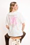 Ekru %100 Kalın Pamuklu Ön ve Arka Baskılı Oversize Kalıp Örme T-Shirt TWOSS23TS00269