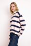 Pink Striped Boxy Low-Cuff Long Sleeve Interlock Knitted T-Shirt Twoss26Ts00188