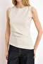 Stone Plain Fitted Crew Neck Sleeveless Paper Touch Knitted Blouse Twoss26Bz00385 - 3