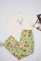 Green Floral Patterned Viscose Soft Knitted Plus Size Pajamas Set Tbbss26Ai00015 - 5