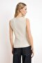 Stone Plain Fitted Crew Neck Sleeveless Paper Touch Knitted Blouse Twoss26Bz00385 - 4