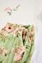 Green Floral Patterned Viscose Soft Knitted Plus Size Pajamas Set Tbbss26Ai00015 - 6