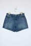 Mavi Lastikli Yüksek Bel Mini %100 Pamuk Non-Stretch Büyük Beden Denim Şort TBBSS26AP00009 - 5