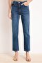 Premium Koyu Mavi More Sustainable Özel Kumaş Yüksek Bel Az Esnek Mom Jeans TWOSS26JE00113 - 3