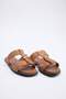 Tan Suede Women's Double Strap Slippers Takss26Te00015 - 3