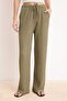 Haki Wide Leg/Geniş Paça Lastikli Yazlık Uzun Dokulu Örme Pantolon TWOSS26PL00121
