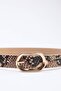 Mink Snake Patterned Thai Feather Oval Buckle Women's Belt Twoaw26Ke00026 - 2