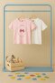 Pink-Ecru 2-Piece Bowknot Girls' Printed Knitted T-Shirt Tkdss26Ts00007 - 3