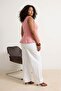 Pembe Sıfır Kol Peplum Belden Oturmalı Omuz Fiyonk Detaylı Örme Bluz TBBSS26AF00078 - 7