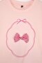 Pink-Ecru 2-Piece Bowknot Girls' Printed Knitted T-Shirt Tkdss26Ts00007 - 5