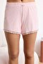 Pink Lace Detailed Ribbed Athlete Knitted Pajama Set Thmss26Pt00087 - 3