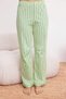 Yellow-Green 100% Cotton Striped Shirt-Pants Knitted Pajama Set THMAW24PT00144 - 3