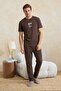 Kahverengi Regular Slogan Homewear Pijama Takımı TMNSS26PT00002