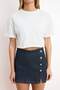 Ecru Super Crop Low Sleeve Short Sleeve 100% Cotton Knitted T-Shirt Twoss26Ts00183 - 4