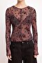 Plum Floral Regular Fit Long Sleeve Tulle Knitted Blouse Twoss26Bz00039 - 3