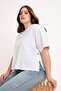 White Crew Neck Snap Detail Knitted Plus Size Oversized Crop Boy T-Shirt Tbbss26Bf00002 - 2
