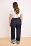 Koyu Mavi Yüksek Bel Duble Paça Comfort/Esnek İnce Kumaş Straight Fit Jeans TBBSS26CJ00009 - 4