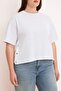 White Crew Neck Snap Detail Knitted Plus Size Oversized Crop Boy T-Shirt Tbbss26Bf00002 - 3