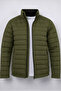 Men's Khaki Quilted Lined Double Pocket Puffer Jacket